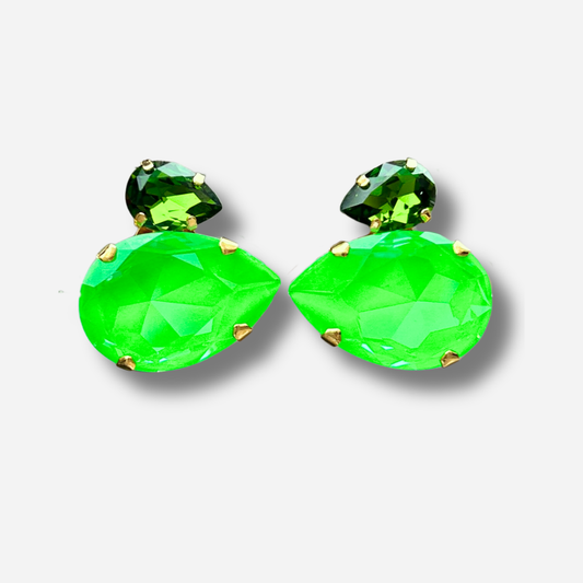 Boucles d’oreilles Dolira Cactus clip Crézus vert fluo