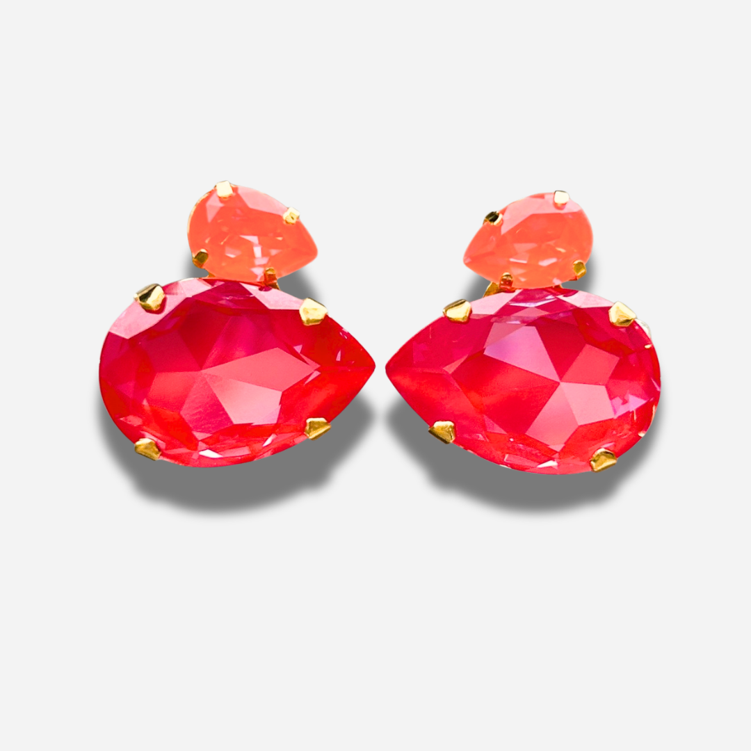 Boucles d’oreilles Dolira Flamme clip Crézus corail rouge