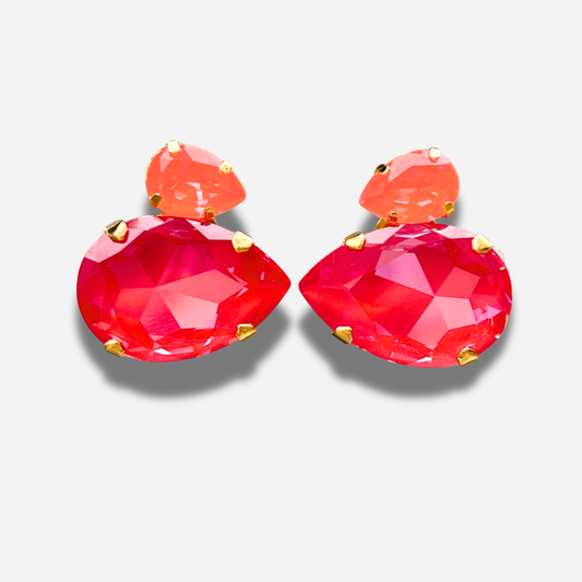 Boucles d’oreilles Dolira Flamme clip Crézus corail rouge
