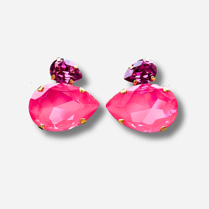 Boucles d’oreilles Dolira Framboise clip Crézus rose fuchsia