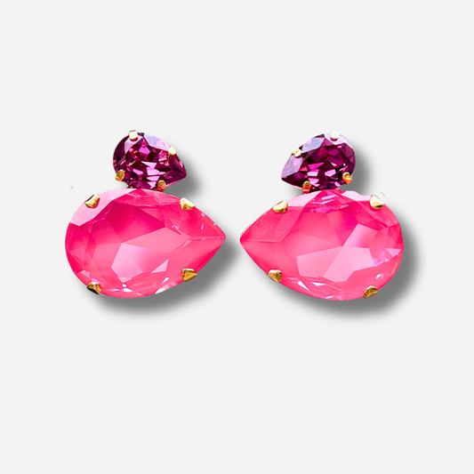 Boucles d’oreilles Dolira Framboise clip Crézus rose fuchsia