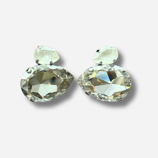 Boucles d’oreilles Dolira Silver clip Crézus cristal transparent argenté