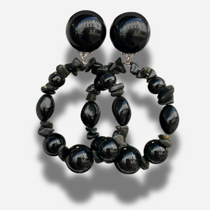 Boucles Bastille Black Perles Francine Bramli Paris noires portées