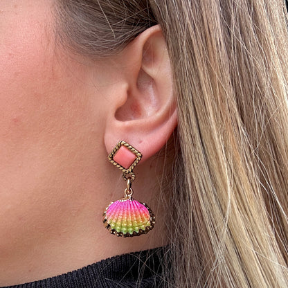 BOUCLES D'OREILLES - COQUILLAGE ARCE EN CIEL