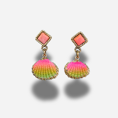 BOUCLES D'OREILLES - COQUILLAGE ARCE EN CIEL