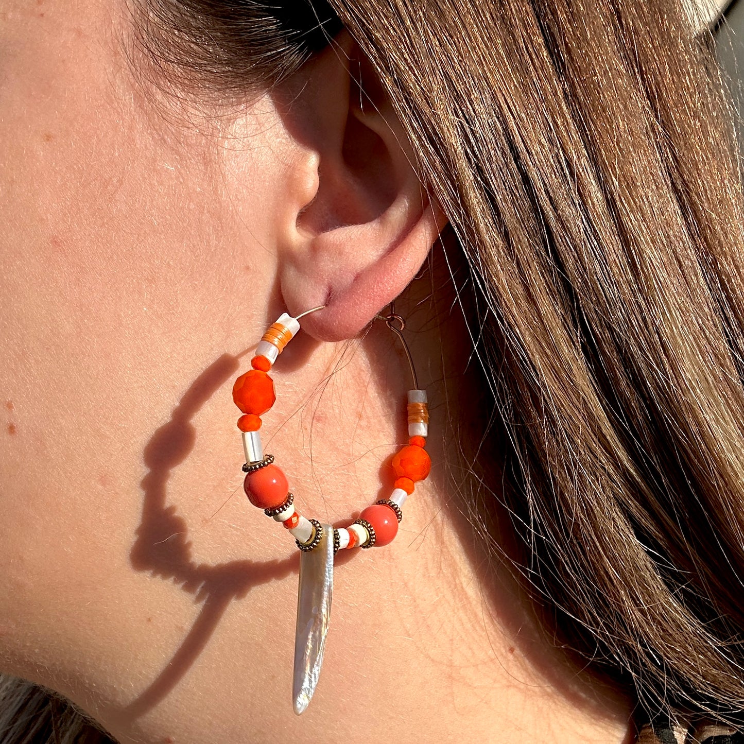 BOUCLES D'OREILLES - CORNE ORANGE