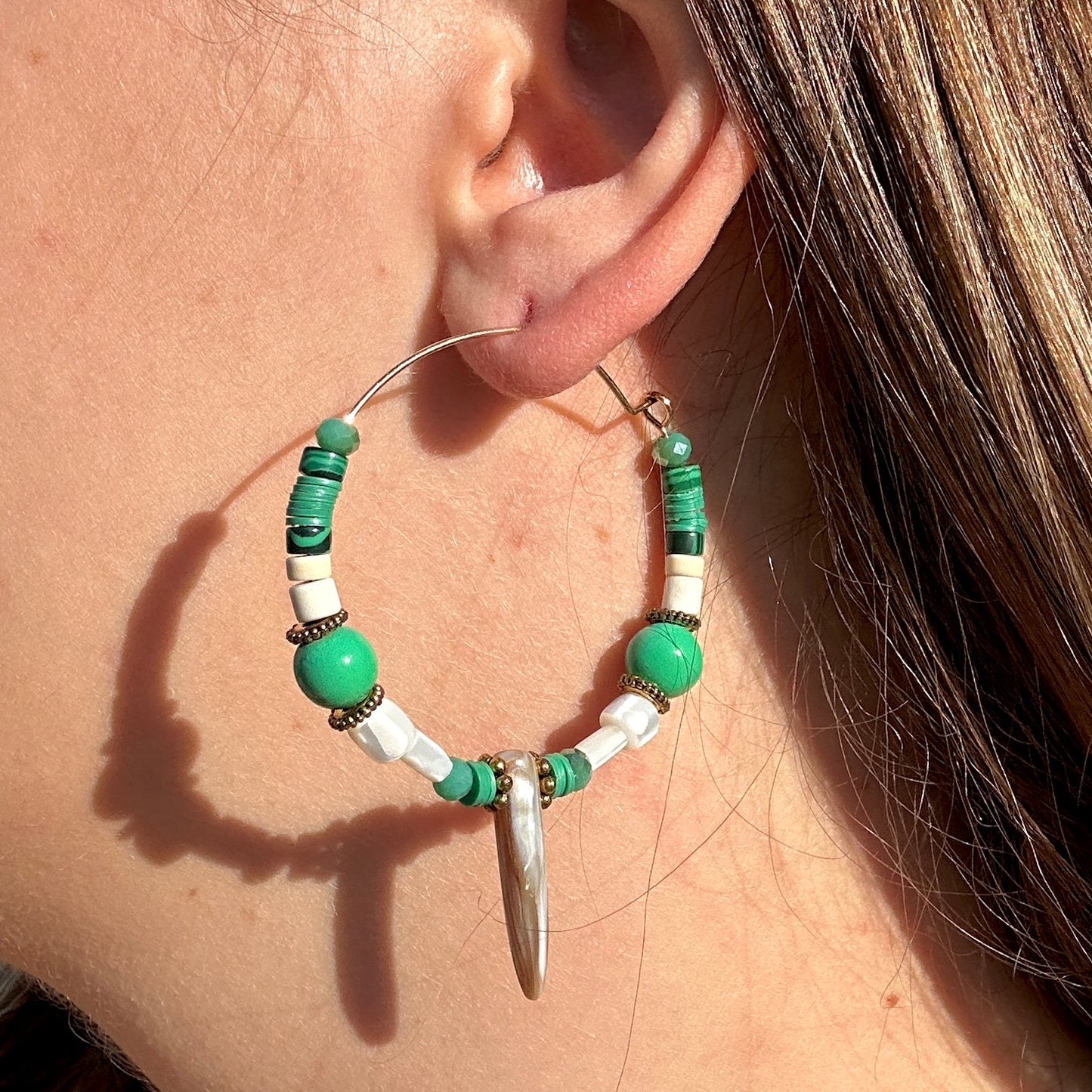 BOUCLES D'OREILLES - CORNE VERTE