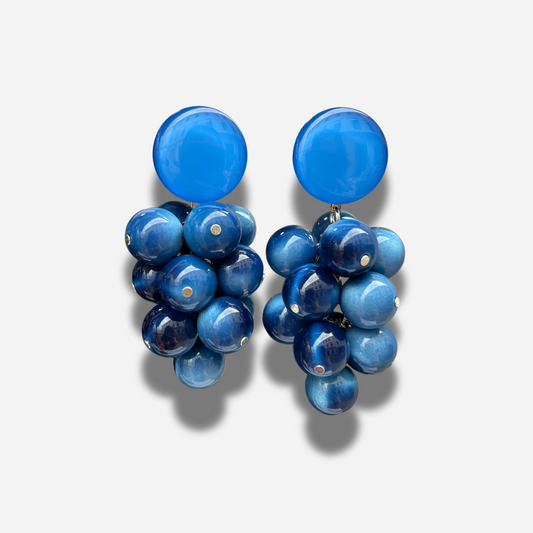 BOUCLES D'OREILLES - GRAPPE BLEU