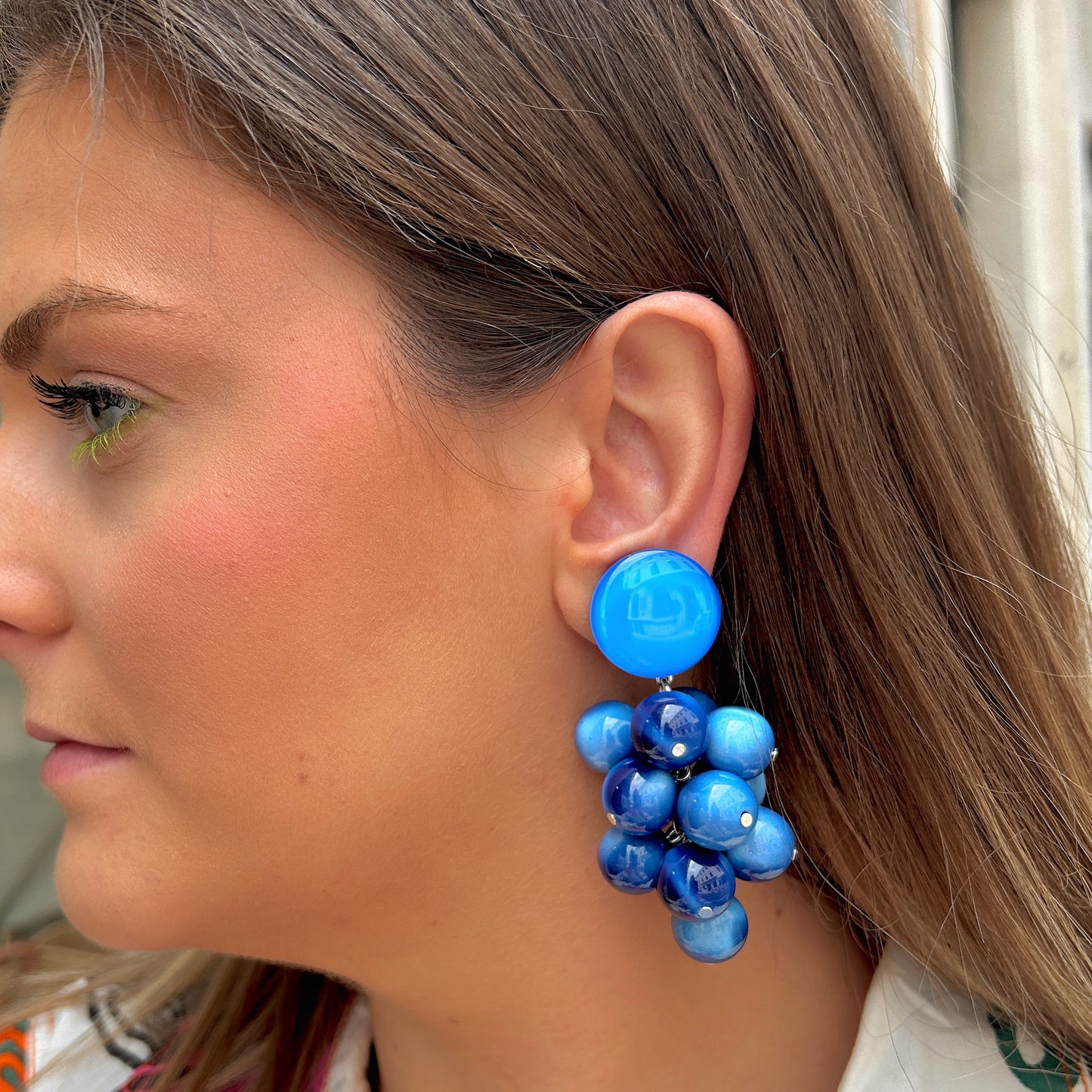 BOUCLES D'OREILLES - GRAPPE BLEU