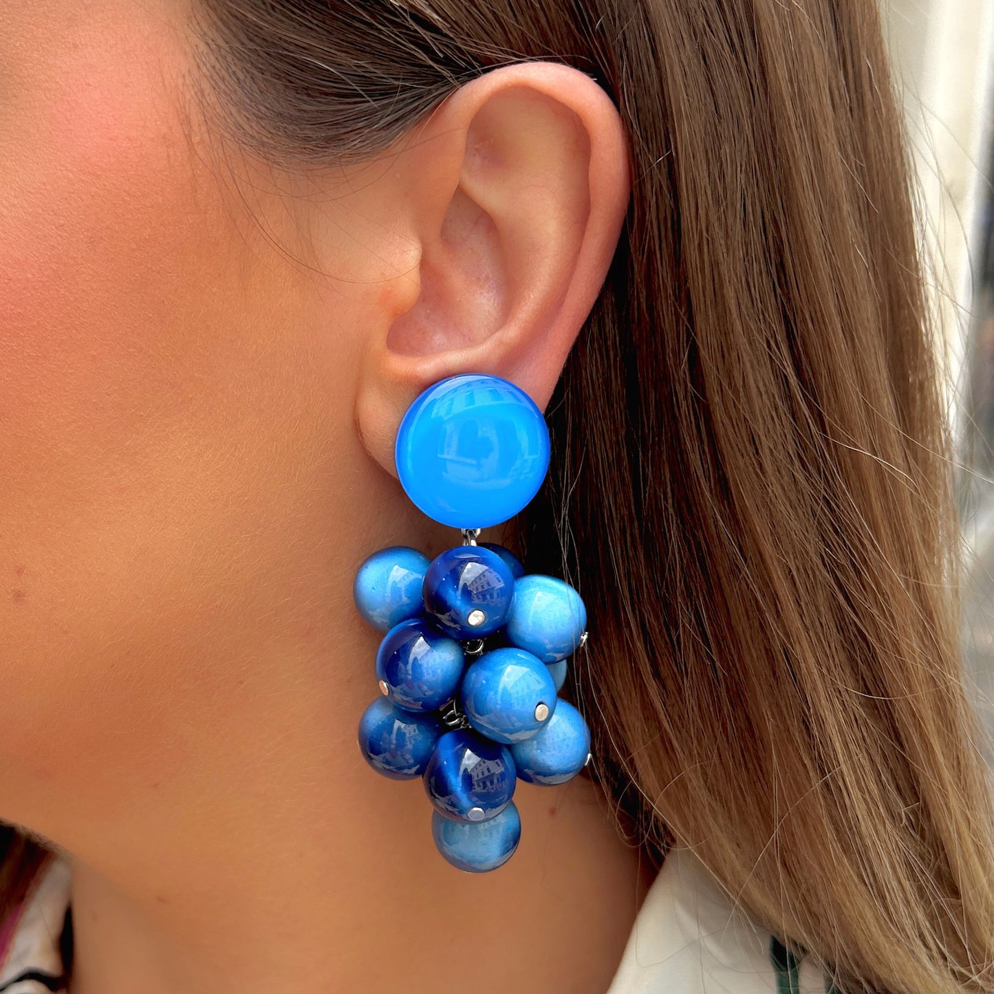 BOUCLES D'OREILLES - GRAPPE BLEU