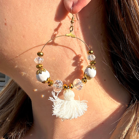 BOUCLES D'OREILLES - HIPPY BLANCHE