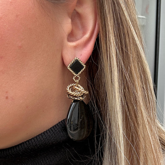 BOUCLES D'OREILLES - NOEUD NOIR