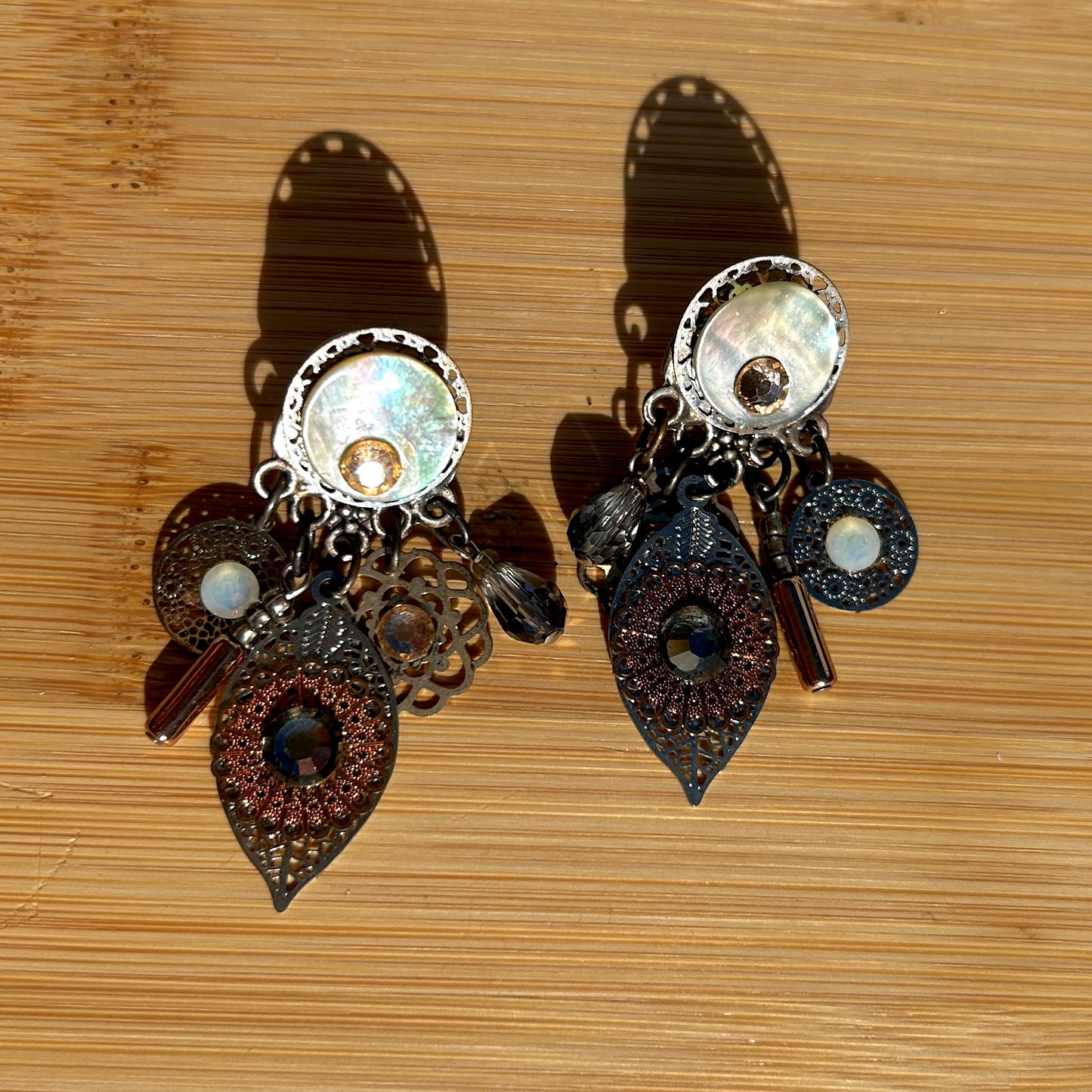 BOUCLES D'OREILLES - FEUILLES BRONZE