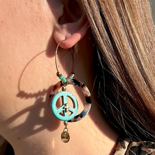 BOUCLES D'OREILLES - PEACE AND LOVE TURQUOISE