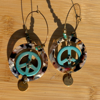 BOUCLES D'OREILLES - PEACE AND LOVE TURQUOISE