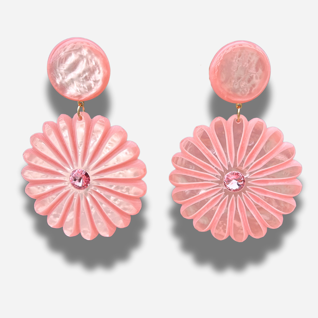 BOUCLES D'OREILLES - PENSÉE ROSE