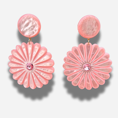 BOUCLES D'OREILLES - PENSÉE ROSE