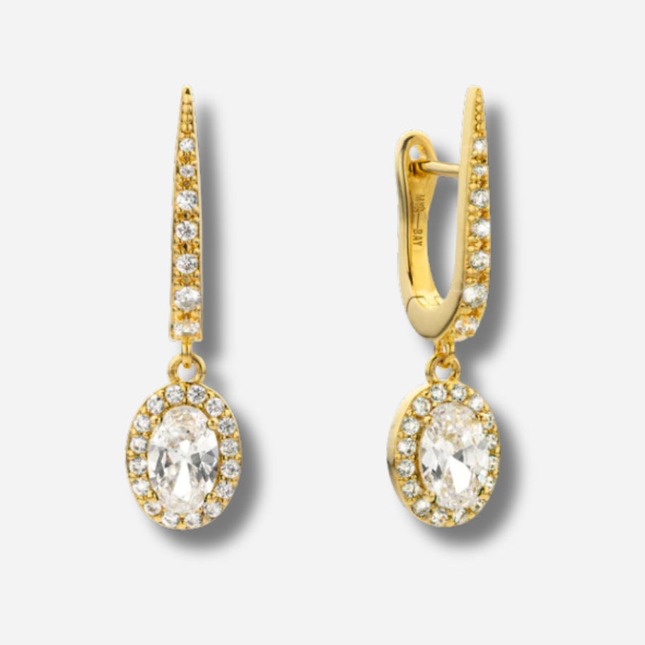 Boucles d’oreilles Dynasty Mya Bay créoles fines dorées pavées zirconiums