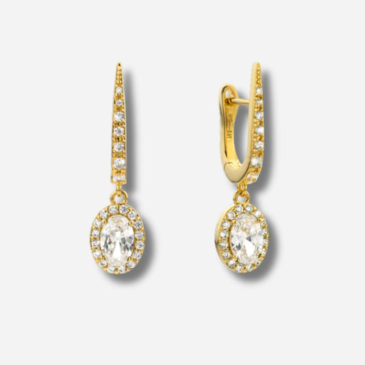 Boucles d’oreilles Dynasty Mya Bay créoles fines dorées pavées zirconiums