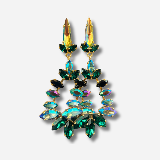 Boucles Elaria Sapin Crézus boucles d’oreilles vert sapin irisé