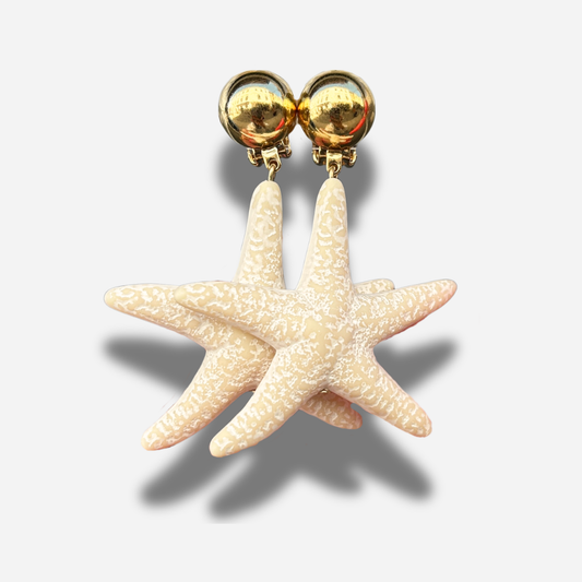 Boucles étoile de mer ivoire doré Francine Bramli Paris bijou marin