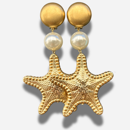 Boucles étoile de mer doré perle Francine Bramli Paris bijou marin