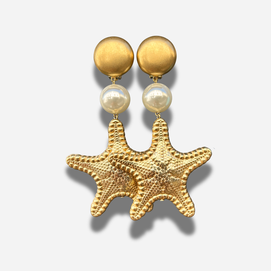 Boucles étoile de mer doré perle Francine Bramli Paris bijou marin