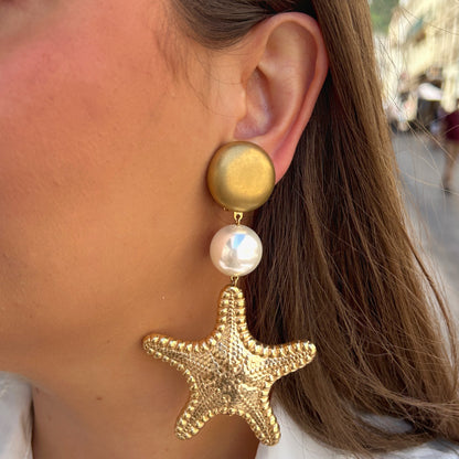 Boucles étoile de mer doré perle Francine Bramli Paris bijou marin