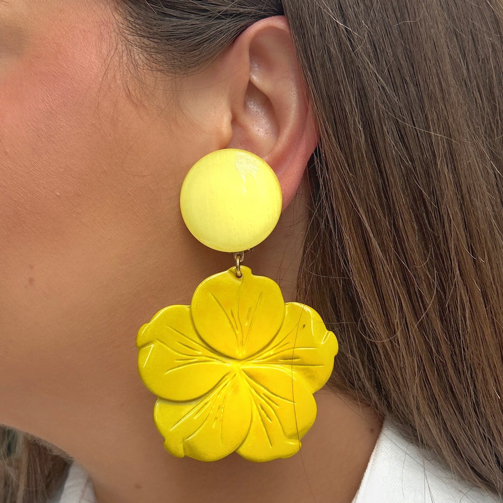 Boucles fleur jaune femme bijou été Francine Bramli