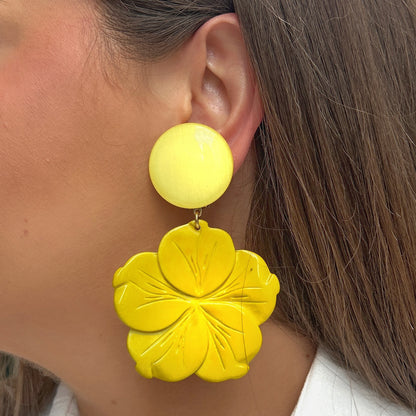 Boucles fleur jaune femme bijou été Francine Bramli