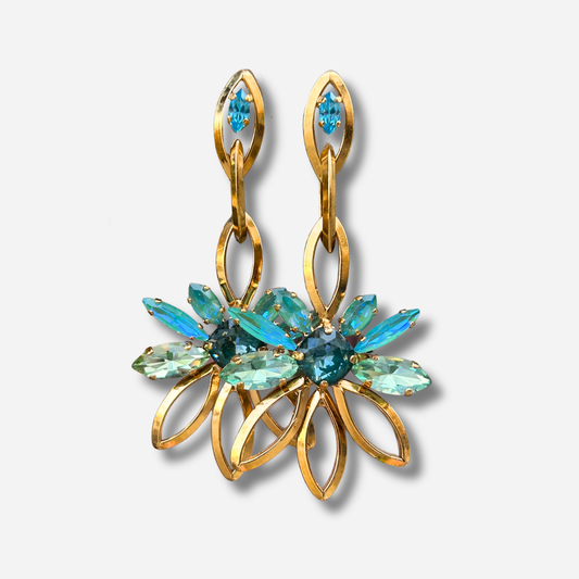 Boucles Flora Lagoon Crézus boucles d’oreilles fleur turquoise