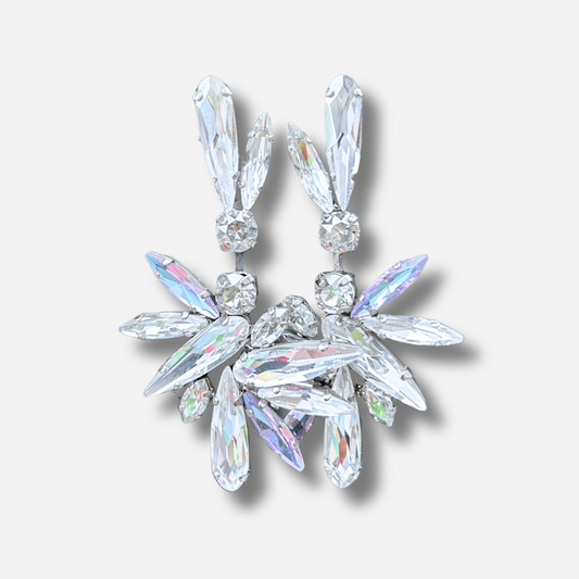 Boucles Galea Silver Crézus cristaux transparents irisés