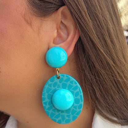Boucles Girafe Turquoise Francine Bramli Paris à clip