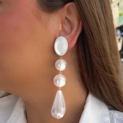 Boucles Goutte Blanche XL Francine Bramli Paris à clip