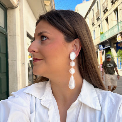 Boucles Goutte Blanche XL Francine Bramli Paris à clip