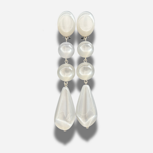 Boucles Goutte Blanche XL Francine Bramli Paris à clip