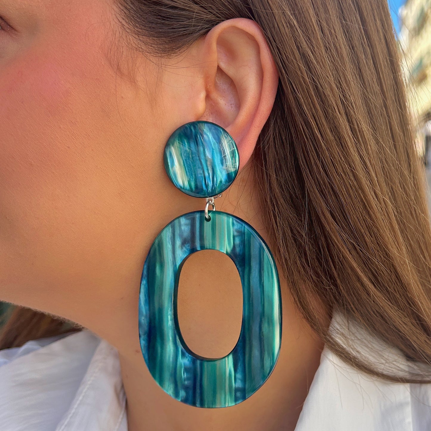 Boucles Habanero Turquoise Francine Bramli Paris à clip