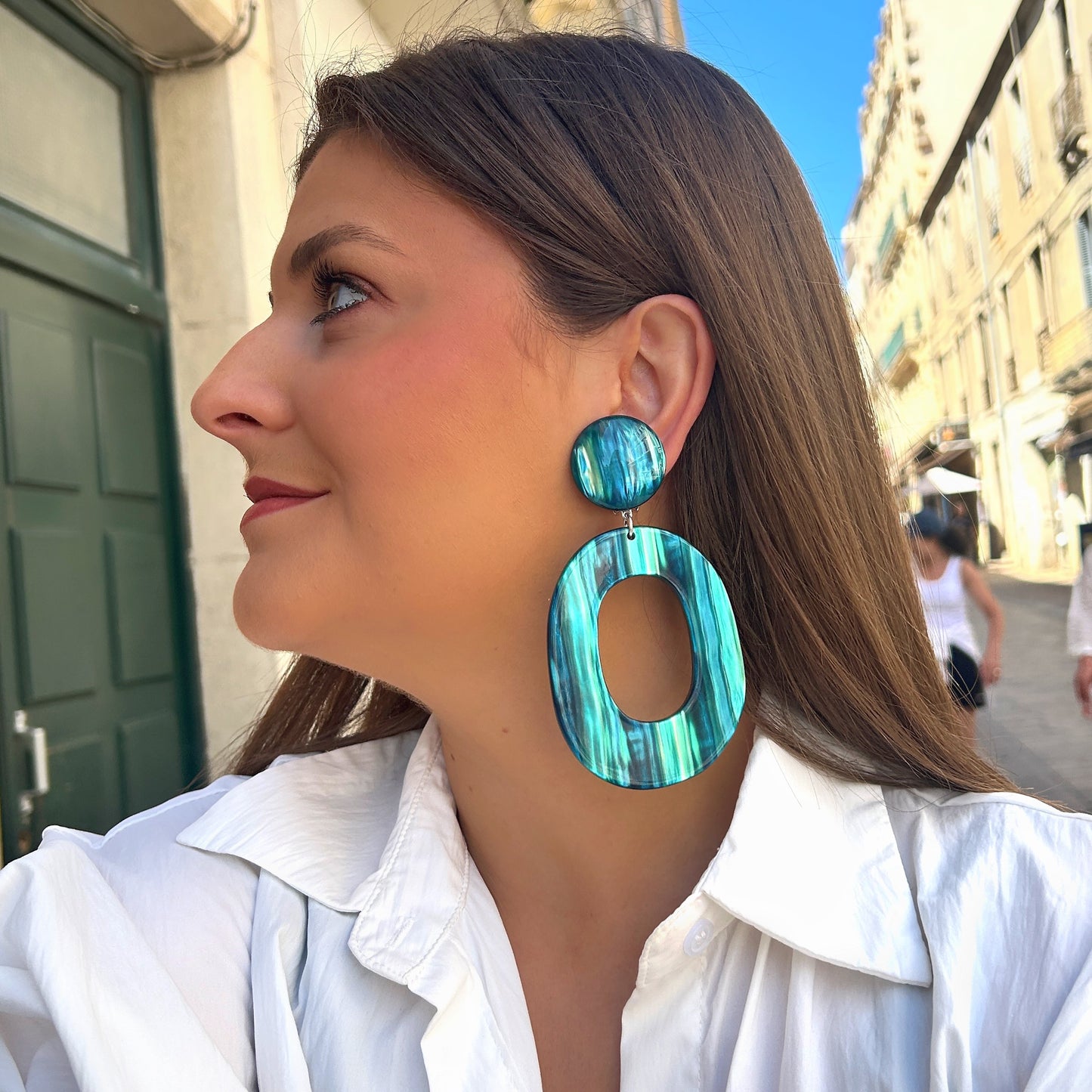 Boucles Habanero Turquoise Francine Bramli Paris à clip