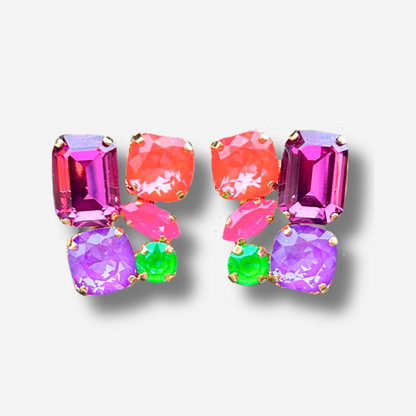 Boucles d’oreilles Holira Fluo clip Crézus multicolore néon