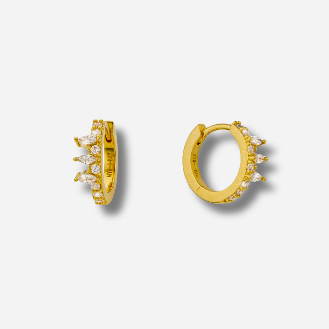 Boucles d’oreilles Isabella Gold MYA BAY dorées avec cristaux blancs
