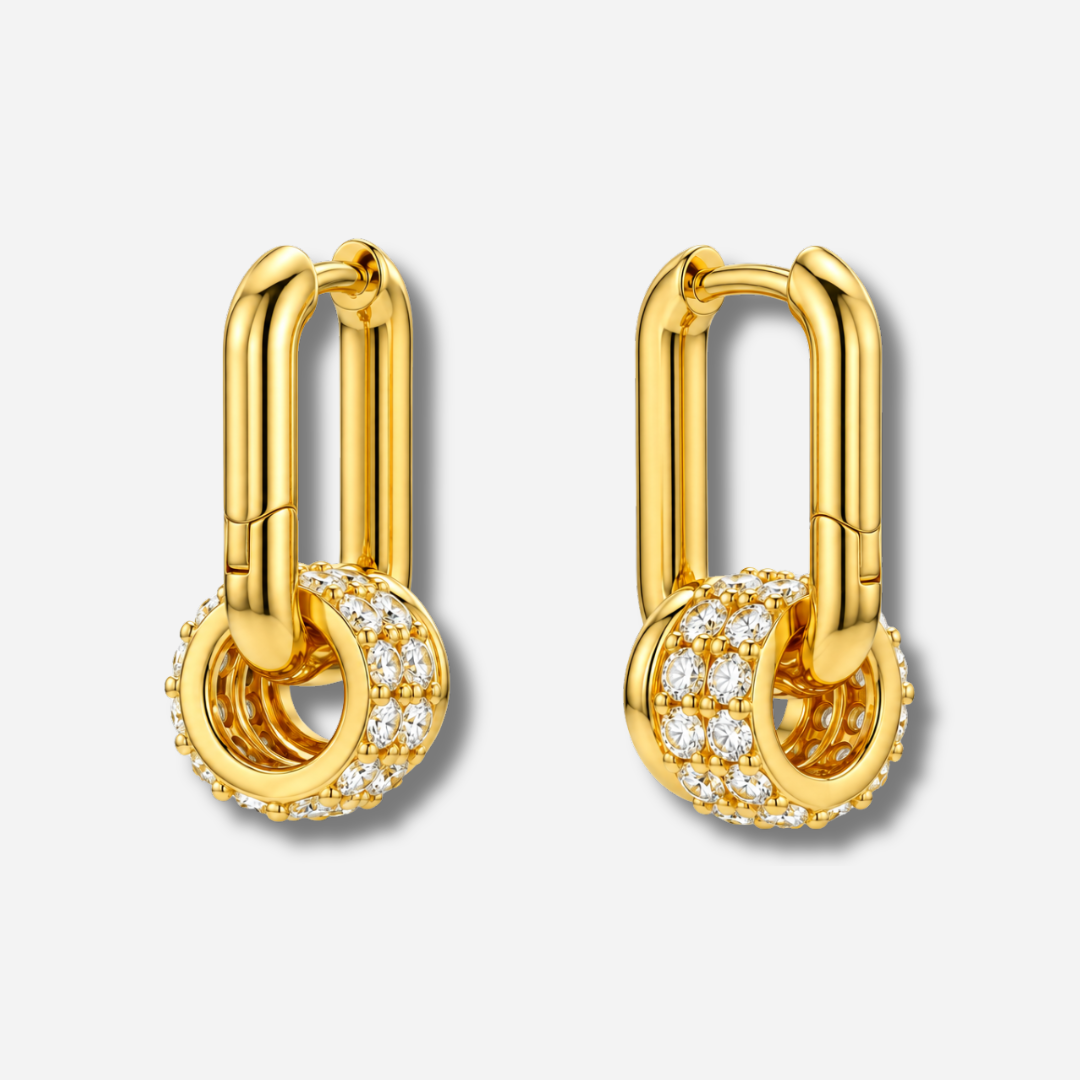 Boucles Jazzy Rock Mya Bay dorées avec zirconiums