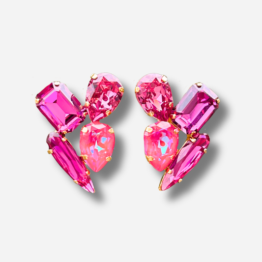 Boucles d’oreilles Jinea Framboise clip Crézus rose fuchsia