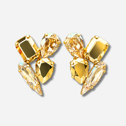 Boucles d’oreilles Jinea Pyrite clip Crézus doré cristaux or