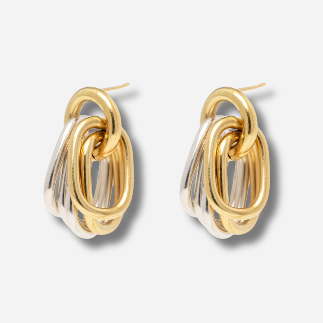 Boucles d’oreilles Klik Oval Sigal doré et argent