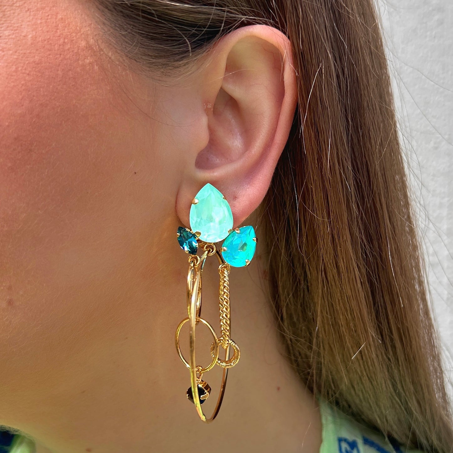 Boucles d’oreilles Koena Bora clip Crézus turquoise