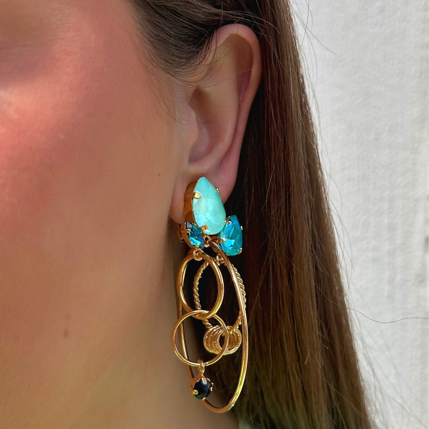 Boucles d’oreilles Koena Bora clip Crézus turquoise