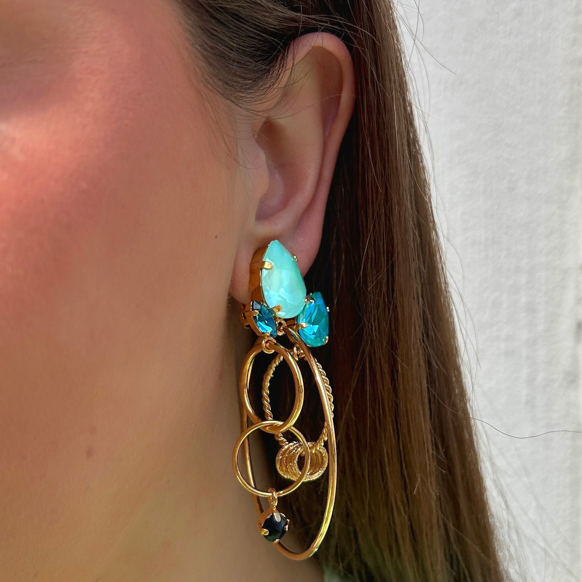Boucles d’oreilles Koena Bora clip Crézus turquoise