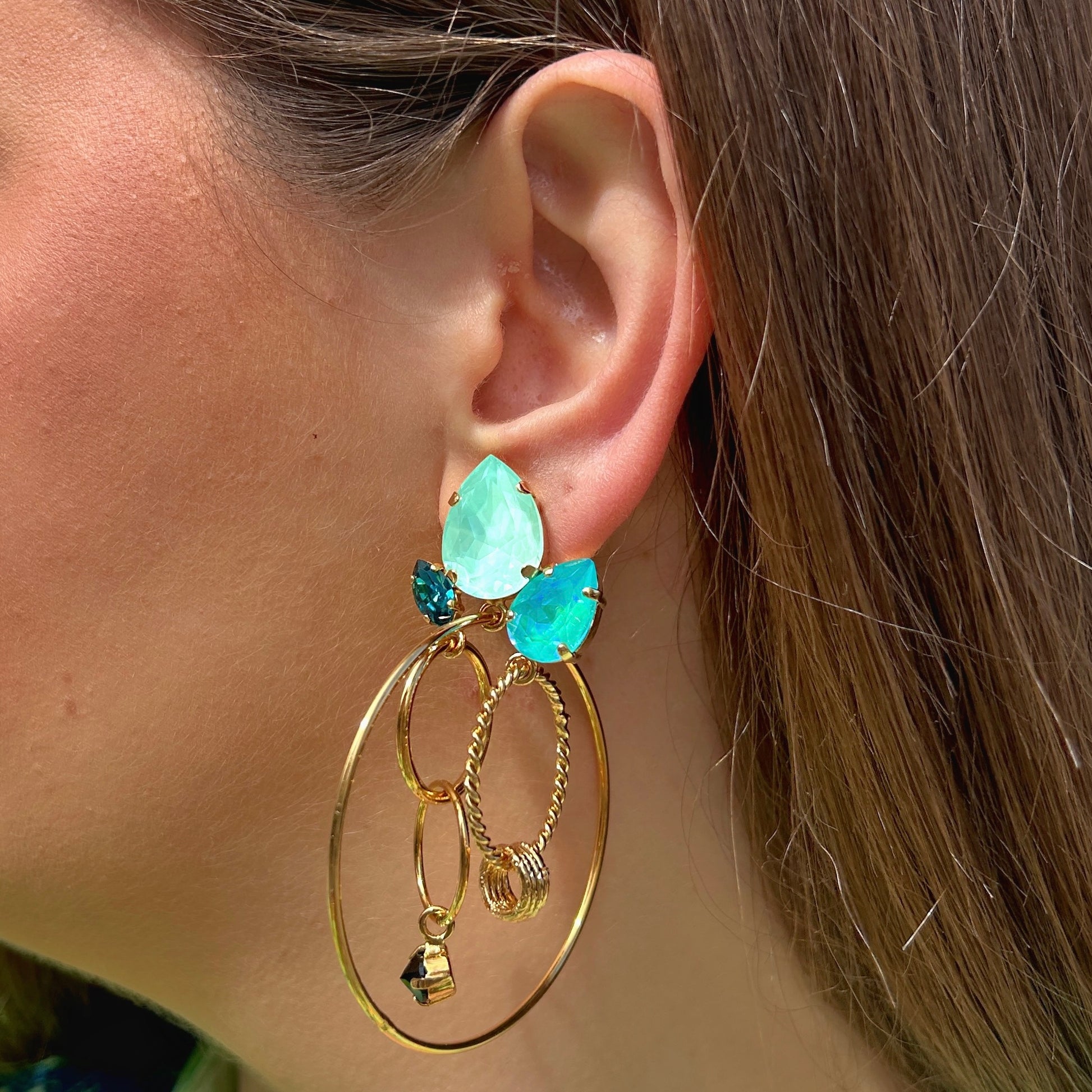 Boucles d’oreilles Koena Bora clip Crézus turquoise