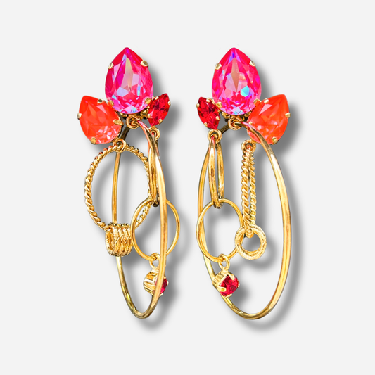 Boucles Koena Flamme Crézus rose fluo orange clip