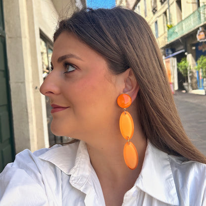 Boucles Lima Double Orange Francine Bramli Paris longues et translucides chez Divinity Sète